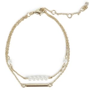 Carolee Daisy Pearl Bracelet - Gold Tone Jewelry with Pearls & Cubic Zirconia